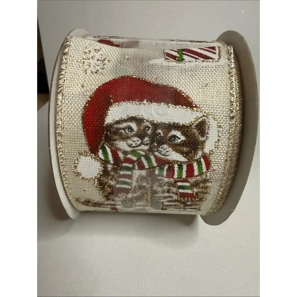 Red & Green Cat Gift Ribbon Garland